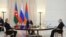 FILE - Russia's President Vladimir Putin, Armenia's Prime Minister Nikol Pashinyan and Azerbaijan's President Ilham Aliyev attend a trilateral meeting in Sochi, Oct. 31, 2022. (Sputnik/Sergey Bobylev/Pool via Reuters) 