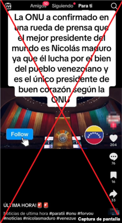 Captura de desinformación en TikTok.