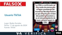 La cuenta que tiene más de 223.000 me gusta en TikTok ha difundido otras desinformaciones relacionadas con el presidente de Venezuela, Nicolás Maduro.
