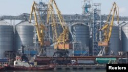 FILE - A view of the grain terminal in the seaport at Odesa, Ukraine, Aug. 19, 2022.