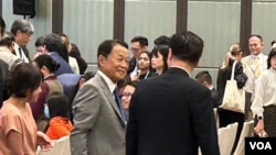 日本前首相麻生太郎访台。他也是自1972年台日断交后访问台湾最高层级的现职自民党干部。（美国之音特约记者杨安摄影）
