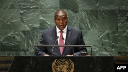 Le président de la République centrafricaine, Faustin-Archange Touadera, à la 78e Assemblée générale de l'ONU, le 21 septembre 2023.