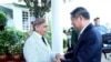 In this handout photo released by Pakistan Prime Minister's Office, Pakistan's Prime Minister Shehbaz Sharif, left, greets Chinese Vice Premier He Lifeng in Islamabad, Pakistan, on July 31, 2023.