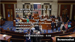 美国国会众议院2024年6月12日以391票对26票的表决结果通过编号S.138的《促进解决西藏-中国争端法》。（院会视频截图）