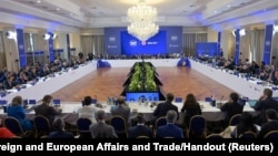 Delegates attend a weekend meeting at an unnamed hotel in St. Julian's, Malta, to discuss Ukraine's peace formula for ending the war with Russia, Oct. 28, 2023. (Ministry for Foreign and European Affairs and Trade/Handout via Reuters)