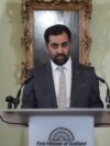 Scotland's First Minister Humza Yousaf speaks during a press conference at Bute House, his official residence, where he said he will resign as SNP leader and Scotland's First Minister, in Edinburgh, Britain, April 29, 2024. 