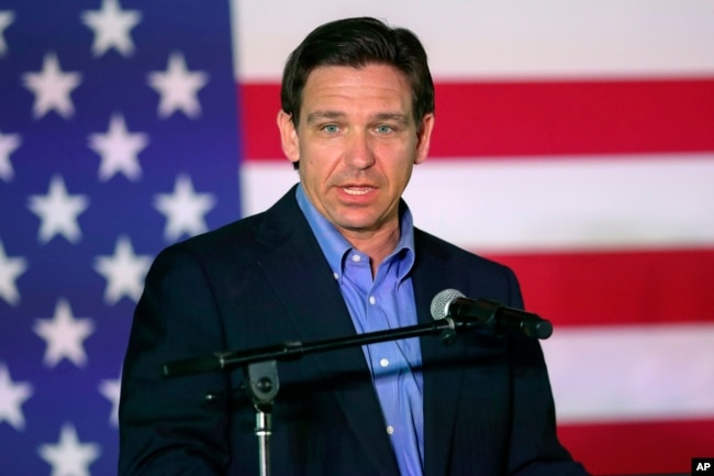 FILE - Former Republican presidential candidate, Florida Gov. Ron DeSantis, speaks during a campaign event, June 2, 2023, in Lexington, S.C. (AP Photo/Artie Walker Jr., File)