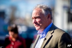 FILE - Democratic Senator Tim Kaine attends an event in in Richmond, Virginia, Jan. 20, 2023.