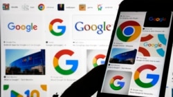 This file image shows various Google logos displayed on a Google search, Monday, Sept. 11, 2023, in New York. (AP Photo/Richard Drew, File)