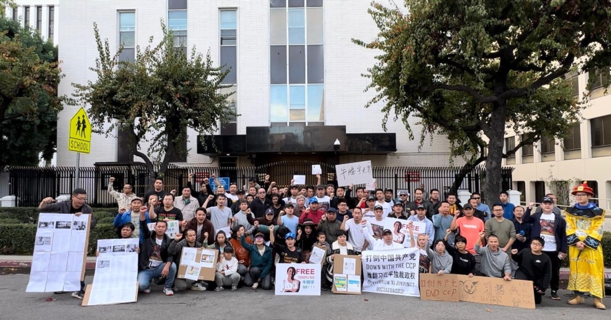 洛杉矶中国异议人士集会 谴责中共政治迫害牛腾宇 