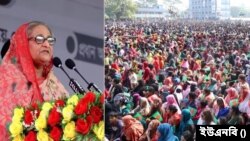 গোপালগঞ্জের টুঙ্গিপাড়া উপজেলার সরকারি শেখ মুজিবুর রহমান কলেজ মাঠে আয়োজিত জনসভায় আওয়ামী লীগ সভানেত্রী শেখ হাসিনা।