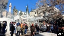 ساختمان ویران شده در دمشق در پی یک حمله موشکی