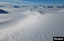 The Holtedahlfonna icefield is seen at 1,100 meters (3,600 feet) above sea level near Ny-Aalesund, Svalbard, Norway, April 10, 2023.