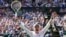 Barbora Krejcikova of the Czech Republic celebrates after defeating Jasmine Paolini of Italy in the women's singles final at the Wimbledon tennis championships in London, July 13, 2024. 