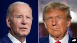 En esta combinación de fotografías, aparecen el presidente Joe Biden, a la izquierda, el 10 de agosto de 2023 en Salt Lake City, y el expresidente Donald Trump el 13 de junio de 2023 en Bedminster, Nueva Jersey.