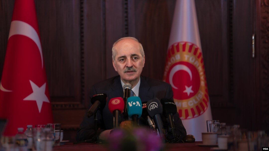 TBMM Başkanı Numan Kurtulmuş, Türkiye'nin Washington Büyükelçiliği Konutu'nda basın toplantısı düzenledi.