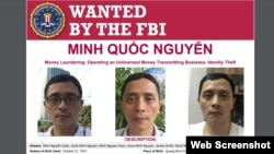 Ảnh chụp màn hình lệnh truy nã của FBI đối với ông Nguyễn Quốc Minh, công dân Việt Nam.