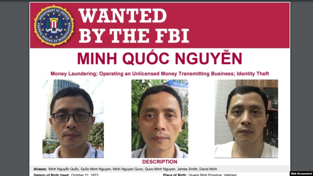 Lệnh truy nã của FBI đối với ông Nguyễn Quốc Minh. Photo FBI.