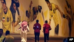 Members of Saudi Arabia's Al Ittihad soccer team leave Naghsh-e-Jahan stadium in the central city of Isfahan, Iran, Oct. 2, 2023, in this photo provided by Iranian Students' News Agency, ISNA.