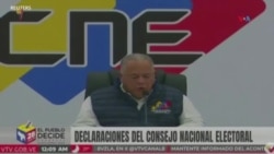 Elvis Amoroso, presidente del Consejo Nacional Electoral, anuncia resultados