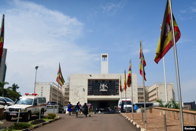 A general of the entrance of the Ugandan Parliament building is seen in Kampala, Uganda, March 9, 2023.