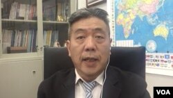 位于台北的国防安全研究院国防战略与资源研究所所长苏紫云(美国之音视频采访截图)。