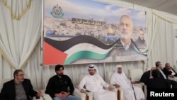 People attend the mourning house for assassinated Hamas chief Ismail Haniyeh in Doha, Qatar, Aug. 2, 2024. 