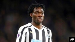 FILE - Christian Atsu plays for Newcastle United, Jan. 12, 2019. 