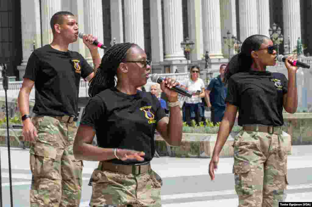 The U.S. Army Europe and Africa Band performed at the Skopje City Square