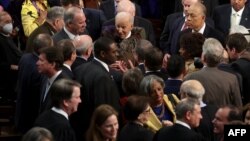 Rais Biden baada ya kuhutubia kikao cha pamoja cha Bunge la Marekani huko Washington Machi 1, 2022. Picha na Julia Nikhinson / POOL / AFP. 