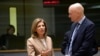 FILE - The Netherland's Minister of Health Ernst Kuipers, right, speaks with European Commissioner for Health and Food Safety Stella Kyriakides during a meeting of EU health ministers at the European Council building in Brussels on March 14, 2023.