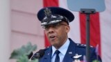 FILE - Air Force General CQ Brown, the U.S. joint chiefs chairman, speaks at Arlington National Cemetery in Arlington, Virginia, May 27, 2024. On July 19, 2024, Brown warned of dire consequences if Western security aid stops flowing to Ukraine.