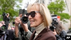 FILE - E. Jean Carroll arrives at Manhattan Federal Court, in New York, May 9, 2023. 