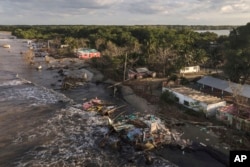 An aerial view of the coastal community of El Bosque, in the state of Tabasco, Mexico, Nov. 30, 2023, destroyed by flooding driven by a sea-level rise and increasingly brutal winter storms.