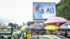 A torn campaign billboard of ousted Gabon President Ali Bongo Ondimba is seen in Libreville, Sept. 1, 2023. 