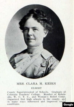 Photo of Clara M. Keirn (née Rood) from Representative Women of Colorado by James Alexander Semple, 1914.