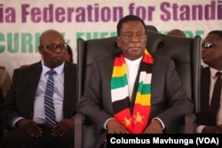 FILE - Zimbabwean President Emerson Mnangagwa, seen here in March 2024, claimed during a recent trip to Russia that the U.S. has been militarizing Zambia to consolidate power and isolate Zimbabwe. (Columbus Mavhunga/VOA)