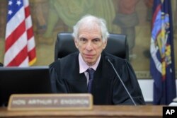 Judge Arthur F. Engoron presides over former President Donald Trump's civil business fraud trial at New York Supreme Court, in New York, Oct. 17, 2023.
