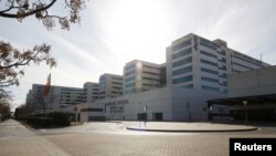 The Hospital La Fe, where a patient suspected by the health authorities as having deadly Marburg disease was quarantined, in Valencia, Spain, Feb. 25, 2023. The man tested negative Feb. 25, 2023, and does not have the virus, the health ministry said.