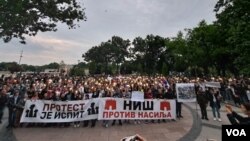 Protest u Nišu (Foto: VOA/Veljko Popović)