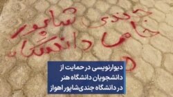 دیوارنویسی در حمایت از دانشجویان دانشگاه هنر در دانشگاه جندی‌شاپور اهواز