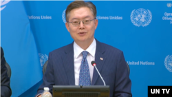 한국의 황준국 주유엔 대사가 3일 뉴욕 유엔 본부에서 안보리 6월 의장 자격으로 기자회견을 열고 계획을 밝혔다.