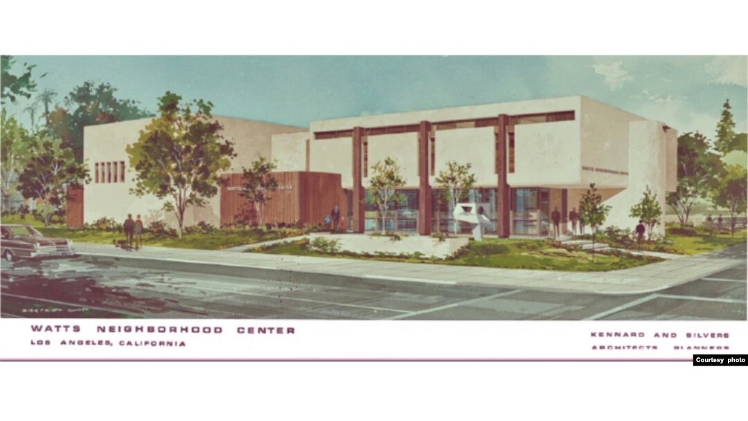 Original design rendering of the Watts Happening Cultural Center in Los Angeles, Calfornia. (Courtesy Gail Kennard/Kennard Design Group)