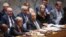 United Nations Secretary-General Antonio Guterres speaks as Russian Foreign Minister Sergey Lavrov looks on durind a meeting of the U.N. Security Council at U.N. headquarters in New York, April 24, 2023. 