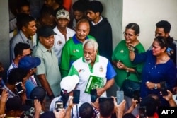 Pahlawan kemerdekaan Timor Leste Xanana Gusmao dalam konferensi pers di Dili, 23 Mei 2023. (VALENTINO DARIEL SOUSA / AFP)