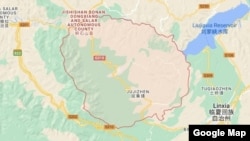 谷歌地图显示的积石山县地理位置。