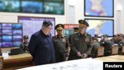 North Korean leader Kim Jong visits the training center of the General Staff Department of the Korean People's Army in North Korea.