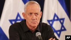 Israeli Defense Minister Yoav Gallant attends a press conference in the Kirya military base in Tel Aviv, Israel, Oct. 28, 2023.