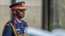 FILE - Chief of Kenya Defense Forces General Francis Ogolla pictured looking on while inspecting a guard of honor at the State House in Nairobi, on February 28, 2024. 