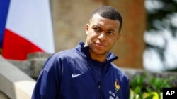 French soccer player Kylian Mbappe is photographed at the national soccer team training center in Clairefontaine, west of Paris, June 3, 2024 ahead of the UEFA Euro 2024. (Pool/AP)